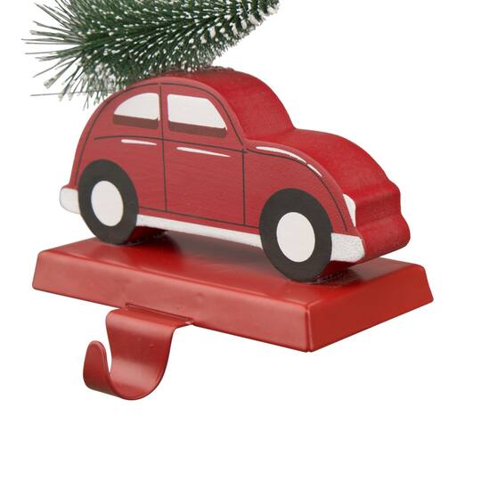 Glitzhome® Wooden & Metal Red Car & Truck Stocking Holder Set
